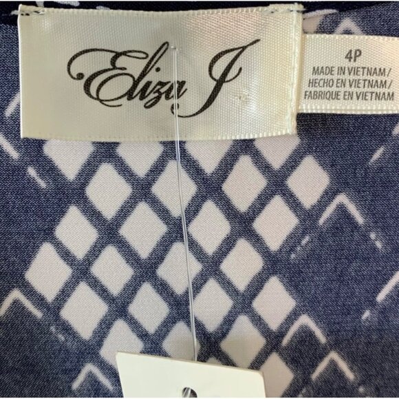 •SOLD•ELIZA J Navy Blue + White Print Knot Front Sleeveless Maxi Length Dress - Picture 7 of 9